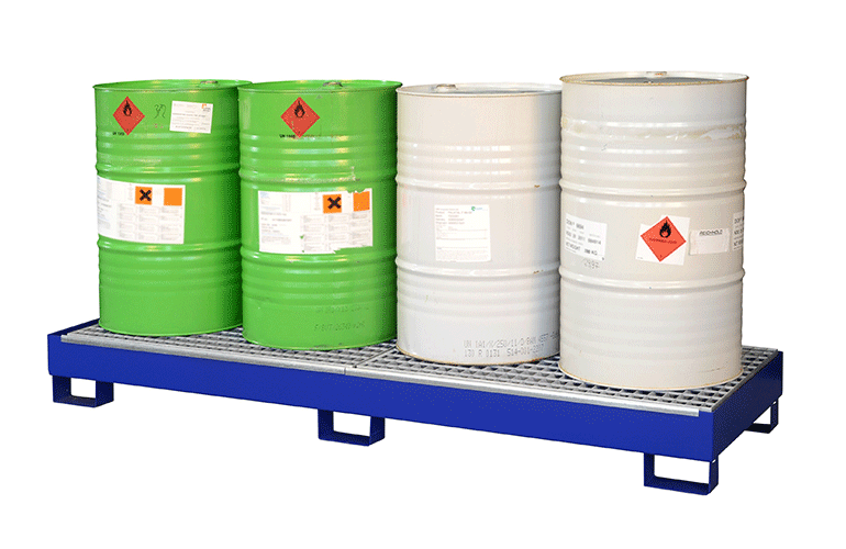 Steel sumps offer safety for flammable and water-polluting substances.